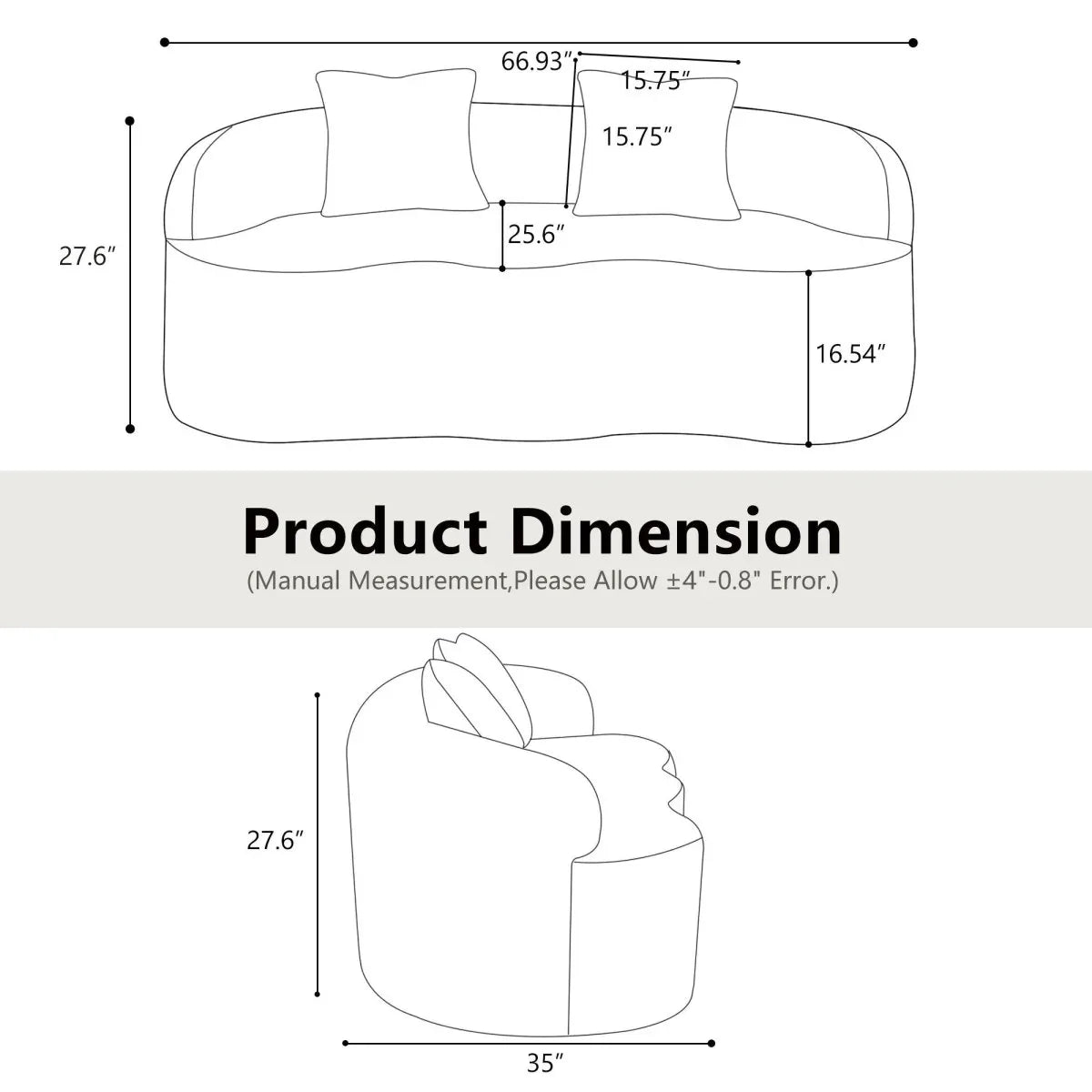 Grey Curved Soft Foam Spring Loveseat With Pillows - Omega Lifestyles