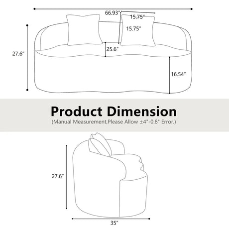 Grey Curved Soft Foam Spring Loveseat With Pillows - Omega Lifestyles