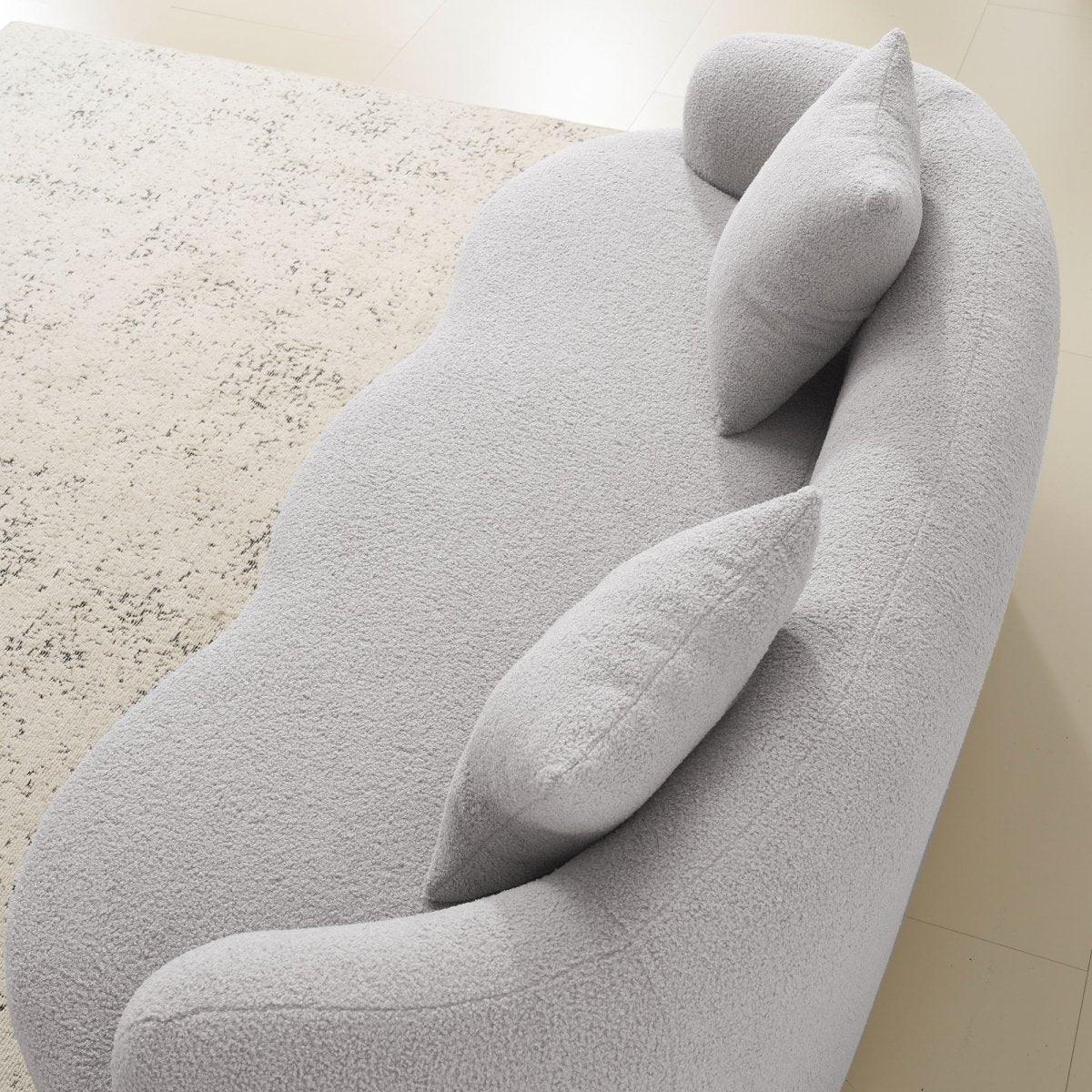 Grey Curved Soft Foam Spring Loveseat With Pillows - Omega Lifestyles