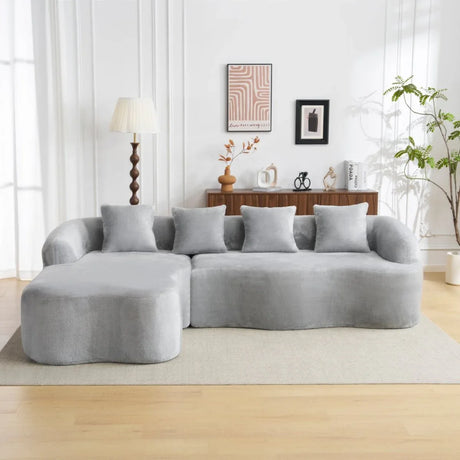 Grey Modular L-Shape Sectional Sofa With Curved Chaise - Omega Lifestyles