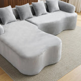 Grey Modular L-Shape Sectional Sofa With Curved Chaise - Omega Lifestyles