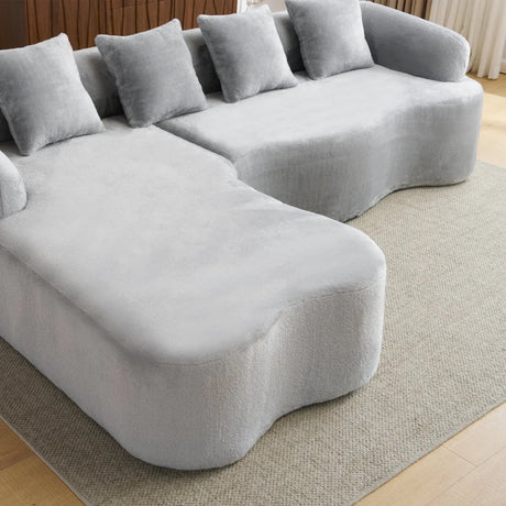 Grey Modular L-Shape Sectional Sofa With Curved Chaise - Omega Lifestyles