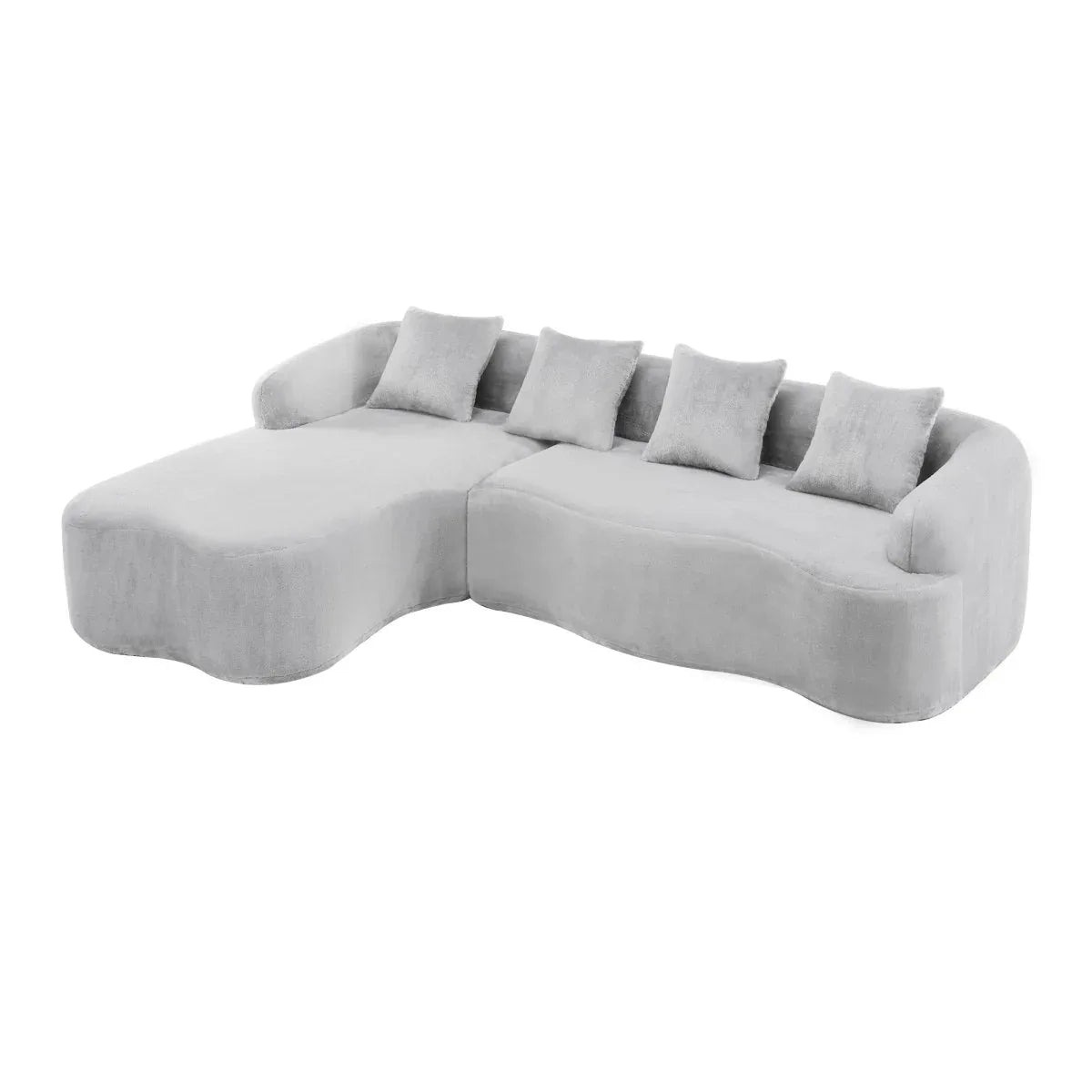 Grey Modular L-Shape Sectional Sofa With Curved Chaise - Omega Lifestyles