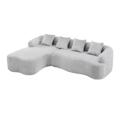 Grey Modular L-Shape Sectional Sofa With Curved Chaise - Omega Lifestyles