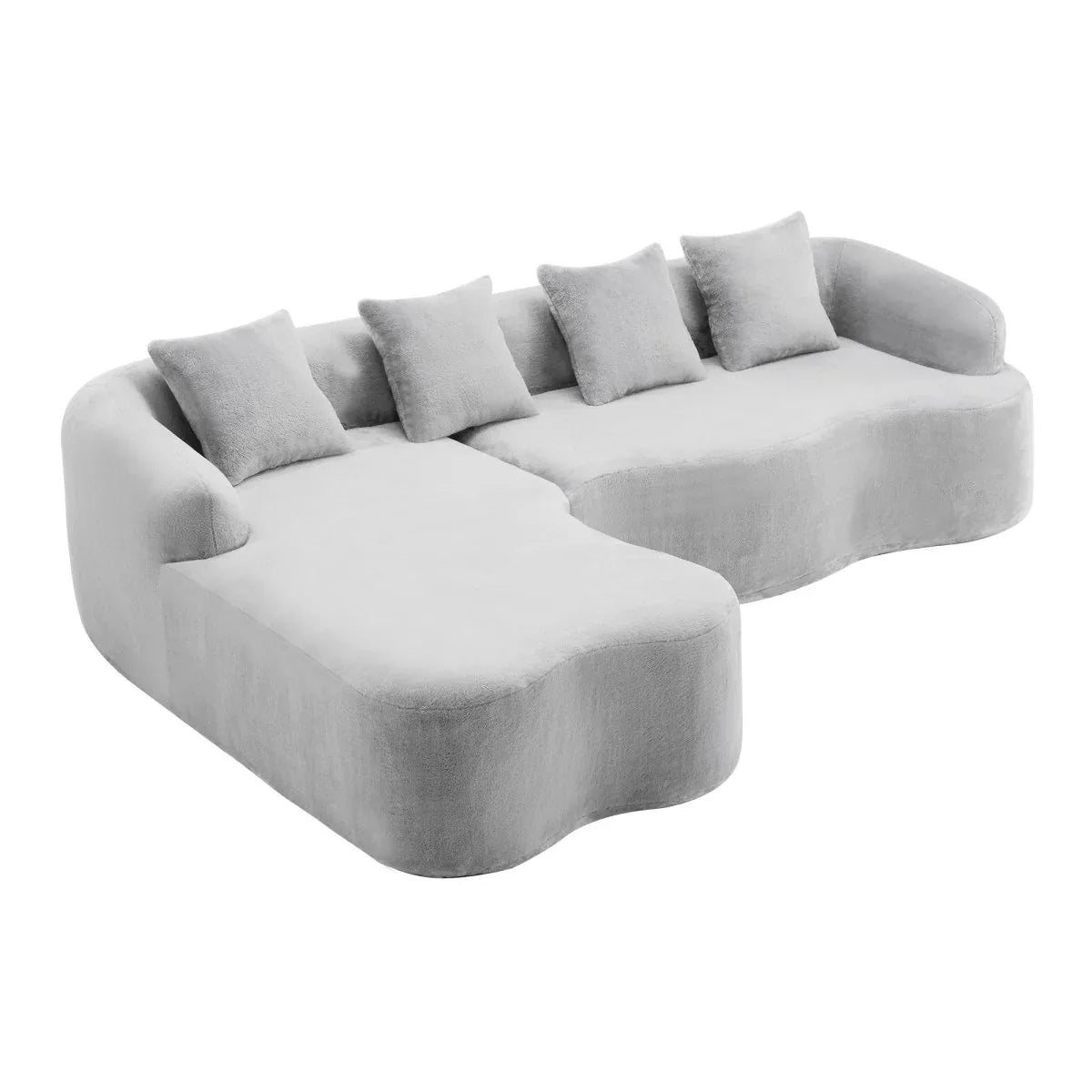 Grey Modular L-Shape Sectional Sofa With Curved Chaise - Omega Lifestyles