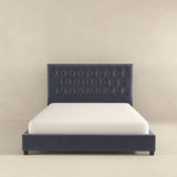 Grey Velvet Upholstered Queen Platform Bed Frame - Driftwood - Omega Lifestyles