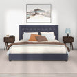 Grey Velvet Upholstered Queen Platform Bed Frame - Driftwood - Omega Lifestyles