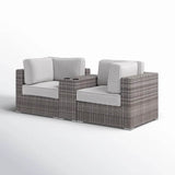 Handcrafted HDPE Wicker 79 - Inch Outdoor Loveseat With Cushions - Driftwood - Omega Lifestyles