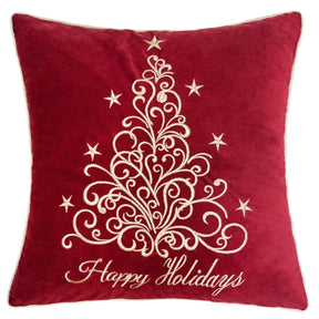 Happy Holidays Embroidered 20x20 Velvet Throw Pillow - Omega Lifestyles