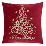 Happy Holidays Embroidered 20x20 Velvet Throw Pillow - Driftwood - Omega Lifestyles