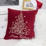 Happy Holidays Embroidered 20x20 Velvet Throw Pillow - Driftwood - Omega Lifestyles