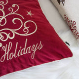 Happy Holidays Embroidered 20x20 Velvet Throw Pillow - Driftwood - Omega Lifestyles