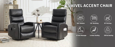 Heat Massage Medium - Firm Faux Leather Recliner Chair - Driftwood - Omega Lifestyles