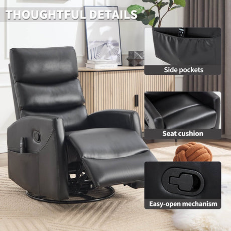 Heat Massage Medium - Firm Faux Leather Recliner Chair - Driftwood - Omega Lifestyles