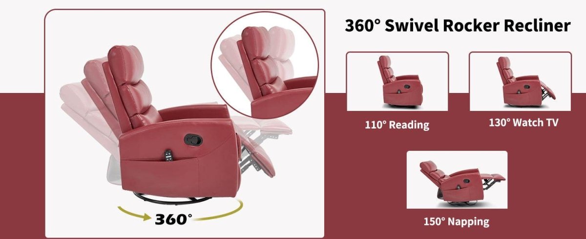 Heat Massage Recliner Chair With Swivel Rocker And Heat - Driftwood - Omega Lifestyles