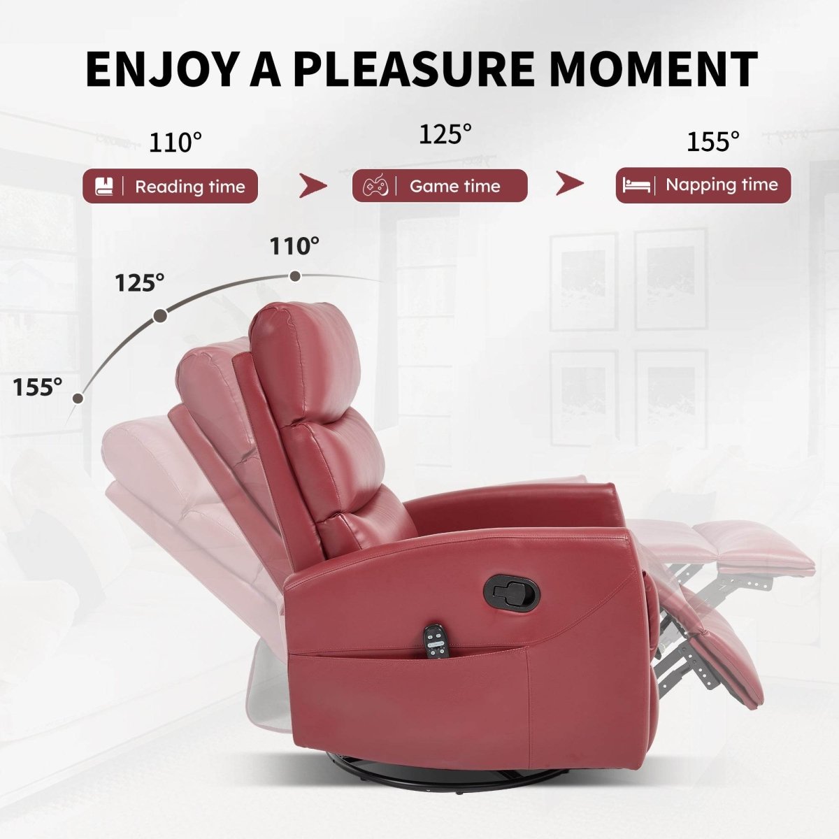 Heat Massage Recliner Chair With Swivel Rocker And Heat - Driftwood - Omega Lifestyles
