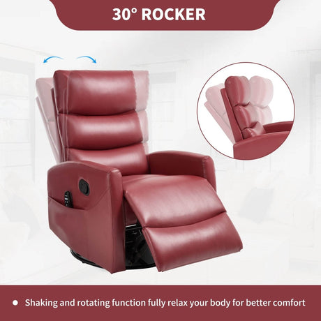 Heat Massage Recliner Chair With Swivel Rocker And Heat - Driftwood - Omega Lifestyles