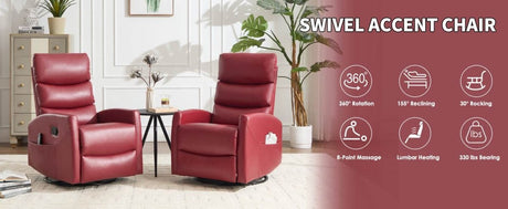 Heat Massage Recliner Chair With Swivel Rocker And Heat - Driftwood - Omega Lifestyles