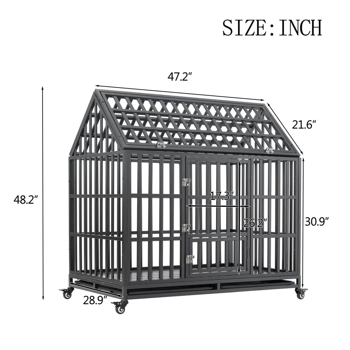 Heavy Duty Carbon Steel Roof Dog Crate Cage - Omega Lifestyles