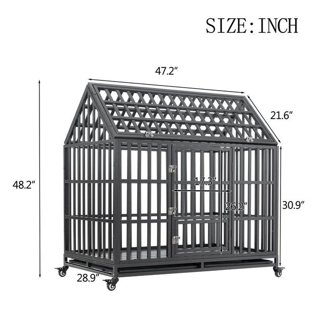 Heavy Duty Carbon Steel Roof Dog Crate Cage - Omega Lifestyles