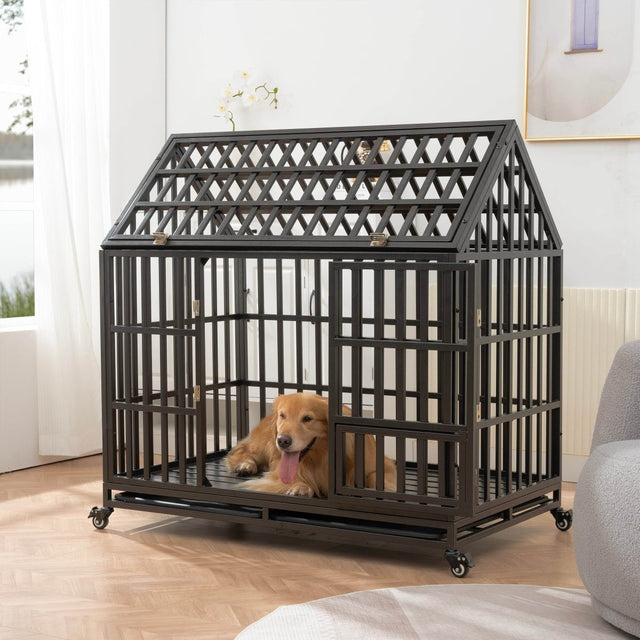 Heavy Duty Carbon Steel Roof Dog Crate Cage - Omega Lifestyles
