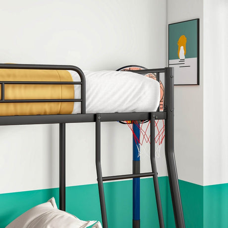 Heavy Duty Full Over Queen Metal Bunk Bed Frame - Driftwood - Omega Lifestyles