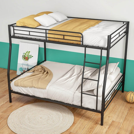 Heavy Duty Full Over Queen Metal Bunk Bed Frame - Driftwood - Omega Lifestyles