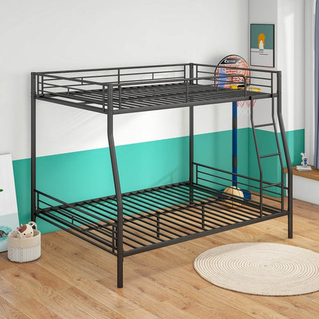 Heavy Duty Full Over Queen Metal Bunk Bed Frame - Driftwood - Omega Lifestyles