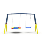 Heavy-Duty Metal Outdoor Swing Set With Saucer Belt Seats - Omega Lifestyles