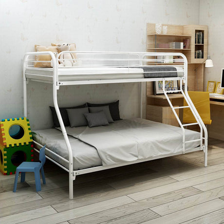 Heavy Duty Twin - Over - Full Metal Bunk Bed Frame - Driftwood - Omega Lifestyles