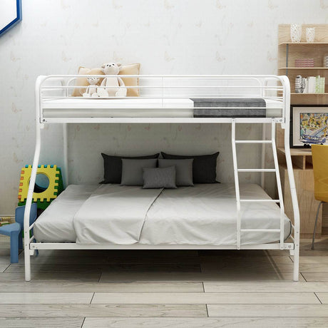 Heavy Duty Twin - Over - Full Metal Bunk Bed Frame - Driftwood - Omega Lifestyles
