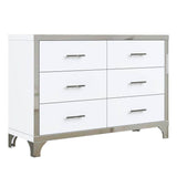 High Gloss White MDF Dresser With 6 Drawers - Sleep Galleria