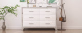High Gloss White MDF Dresser With 6 Drawers - Sleep Galleria