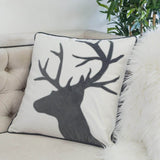 Holiday Reindeer Velvet Accent Pillow With Plush Insert - Driftwood - Omega Lifestyles