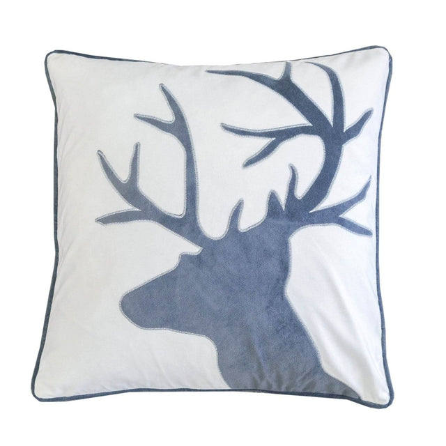 Holiday Reindeer Velvet Accent Pillow With Plush Insert - Driftwood - Omega Lifestyles