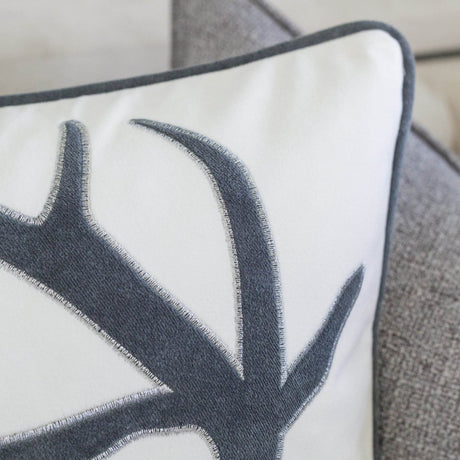 Holiday Reindeer Velvet Accent Pillow With Plush Insert - Driftwood - Omega Lifestyles