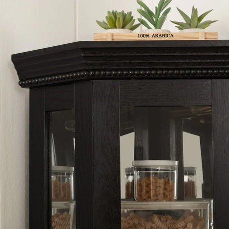 Illuminated Corner Glass Curio Cabinet With Adjustable Shelves - Omega Lifestyles