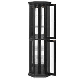 Illuminated Corner Glass Curio Cabinet With Adjustable Shelves - Omega Lifestyles