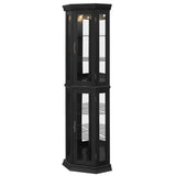 Illuminated Corner Glass Curio Cabinet With Adjustable Shelves - Omega Lifestyles