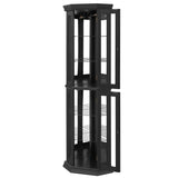 Illuminated Corner Glass Curio Cabinet With Adjustable Shelves - Omega Lifestyles