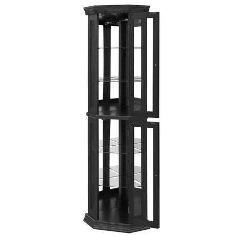 Illuminated Corner Glass Curio Cabinet With Adjustable Shelves - Omega Lifestyles