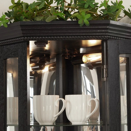 Illuminated Corner Glass Curio Cabinet With Adjustable Shelves - Omega Lifestyles