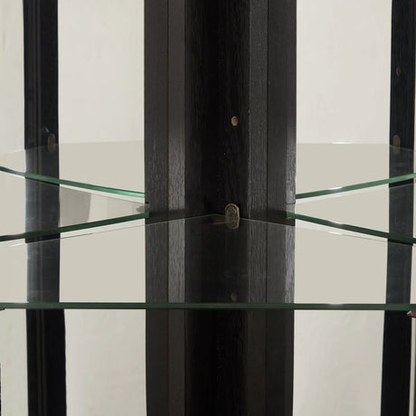 Illuminated Corner Glass Curio Cabinet With Adjustable Shelves - Omega Lifestyles