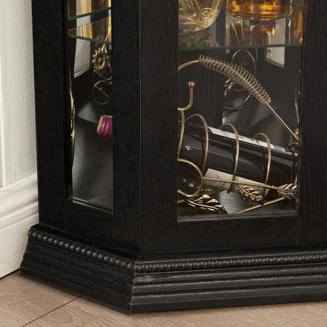 Illuminated Corner Glass Curio Cabinet With Adjustable Shelves - Omega Lifestyles