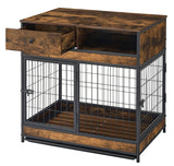 Indoor Rustic Metal Wood Dog Cage Crate With Double Doors - Omega Lifestyles
