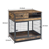 Indoor Rustic Metal Wood Dog Cage Crate With Double Doors - Omega Lifestyles