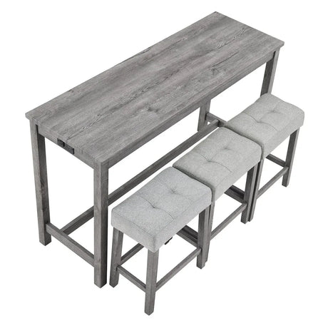 Industrial Bar Table And Chairs Set With Power Outlet - Omega Lifestyles