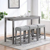 Industrial Bar Table And Chairs Set With Power Outlet - Omega Lifestyles