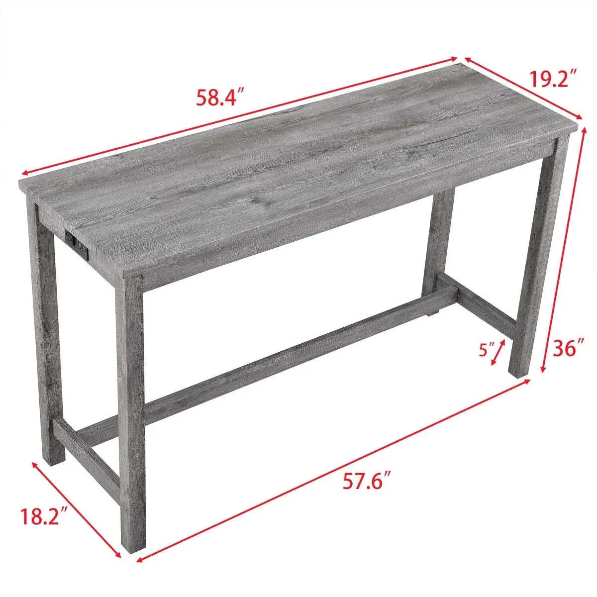 Industrial Bar Table And Chairs Set With Power Outlet - Omega Lifestyles