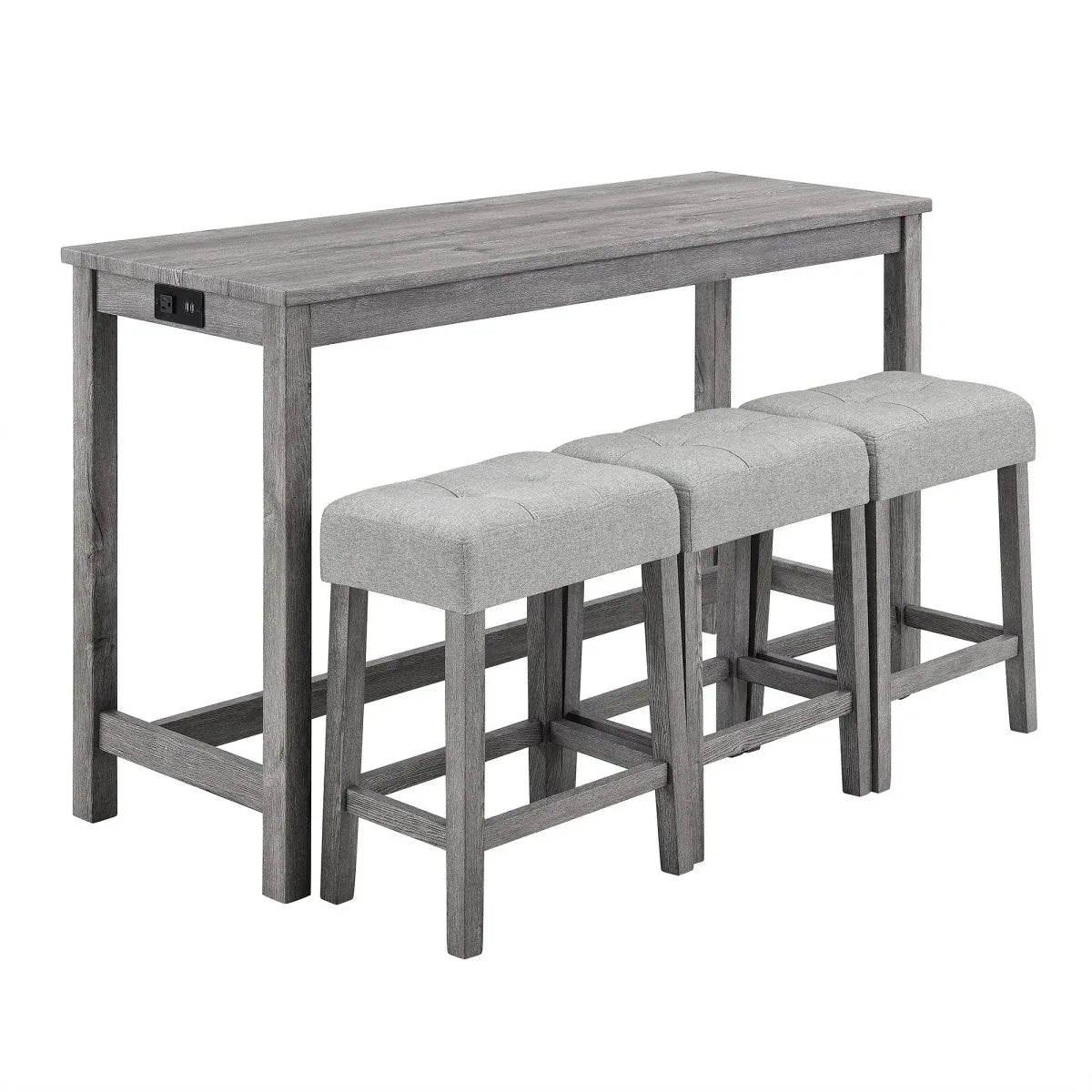 Industrial Bar Table And Chairs Set With Power Outlet - Omega Lifestyles